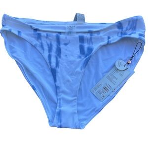 CALIA Womens High Leg Mid Rise Bikini Bottom Tie Dye Blue White Large NWT